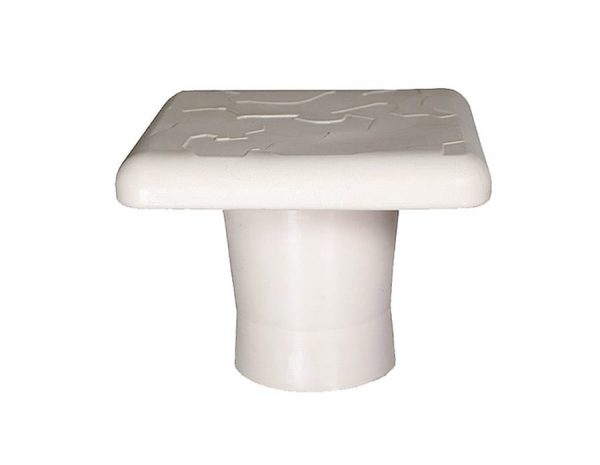 The Port Snap-in Cap, shown in white with a square design and round base, is set against a plain white background.