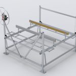 Vertical Boat Lift 3500lbs - BRP Switch edition: Metal frame with pulley system, horizontal & vertical supports on light gray background.